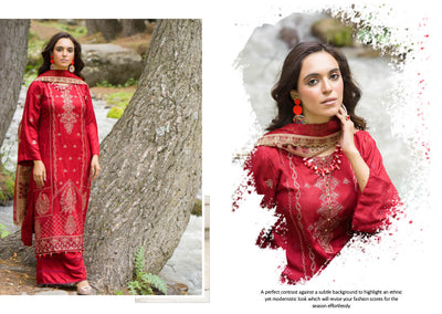 Elegant Red Embroidered Kurti with Chiffon Dupatta - Traditional Pakistani Attire