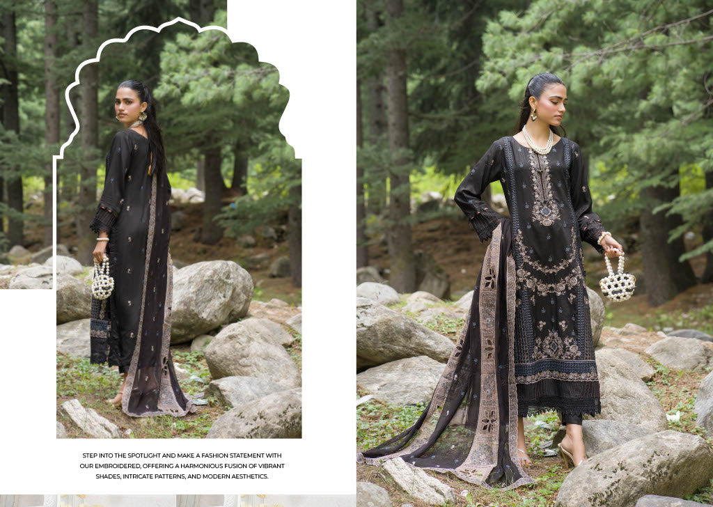 Elegant Black Embroidered Kurti with Chiffon Dupatta – A Perfect Blend of Tradition and Style