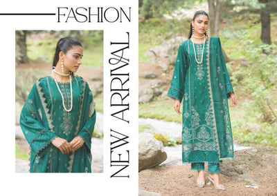 Luxurious Green Embroidered Kurti with Matching Chiffon Dupatta – New Collection