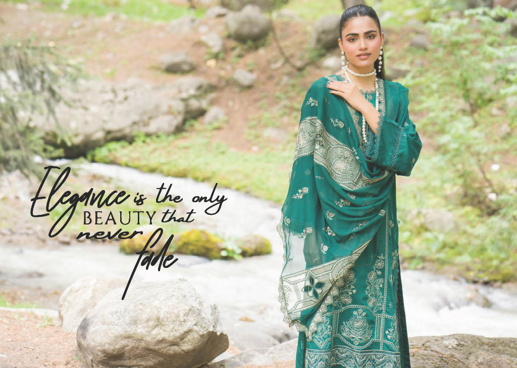 Luxurious Green Embroidered Kurti with Matching Chiffon Dupatta – New Collection