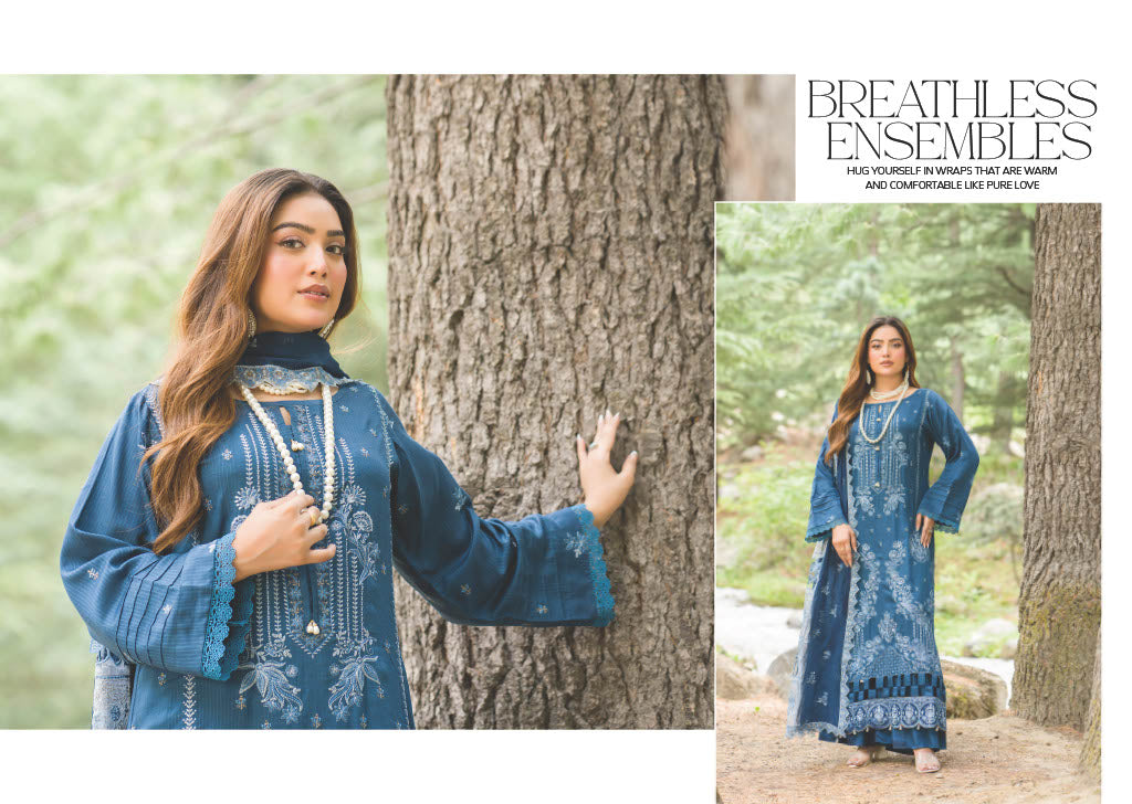 Elegant Blue Embroidered Chikan Kurti with Chiffon Dupatta - Traditional Pakistani Wear