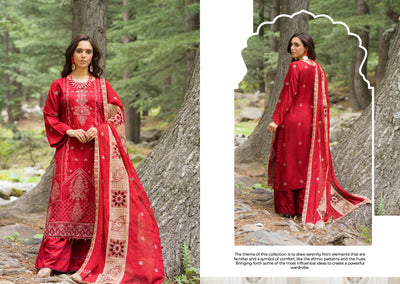 Elegant Red Embroidered Kurti with Chiffon Dupatta - Traditional Pakistani Attire
