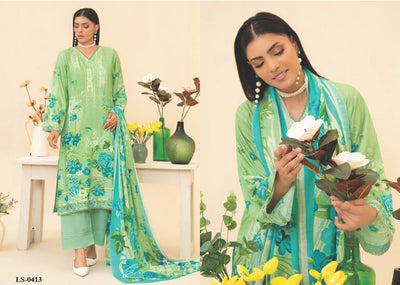 Fresh Green Floral Embroidered Kurti with Matching Dupatta – Elegant and Vibrant