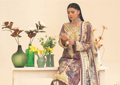 Lavender Floral Embroidered Kurti with Contrasting Dupatta – Elegant and Stylish