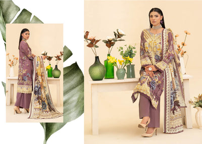 Lavender Floral Embroidered Kurti with Contrasting Dupatta – Elegant and Stylish