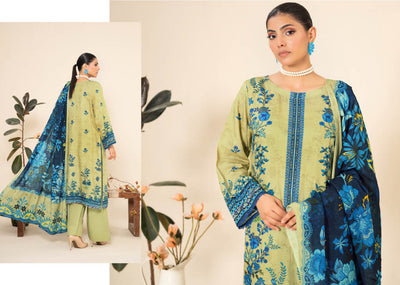Mint Green Floral Embroidered Kurti with Contrast Dupatta – Fresh and Stylish
