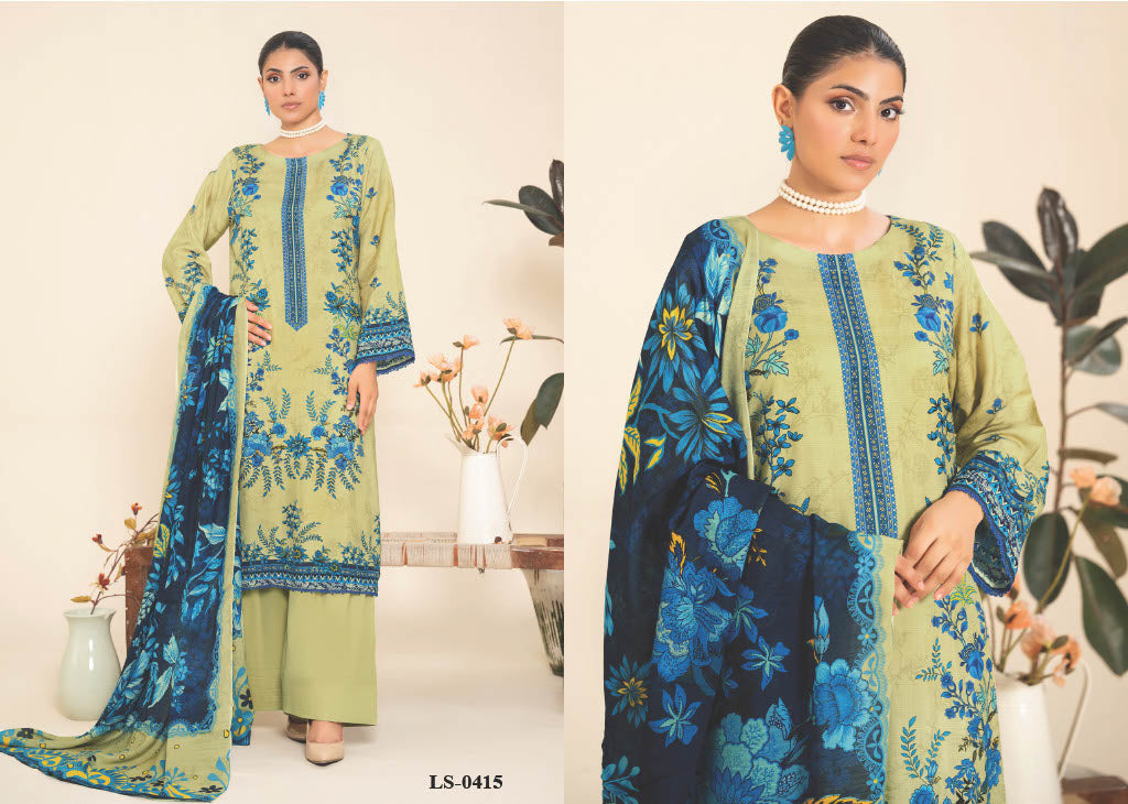 Mint Green Floral Embroidered Kurti with Contrast Dupatta – Fresh and Stylish