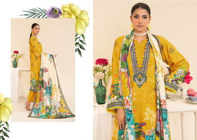 Vibrant Yellow Floral Embroidered Kurti with Multicolor Dupatta – Bold and Elegant