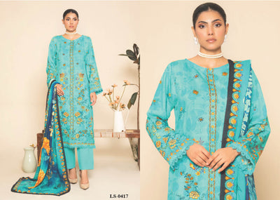 Turquoise Floral Embroidered Kurti with Contrast Dupatta – Fresh and Elegant