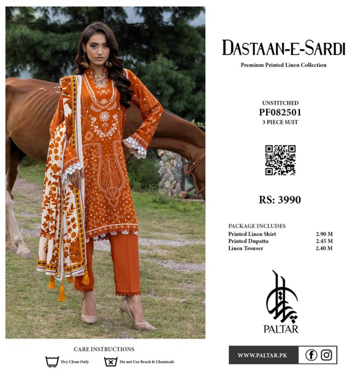 Dastaan-e-Sardi Premium Printed Linen 3-Piece Suit