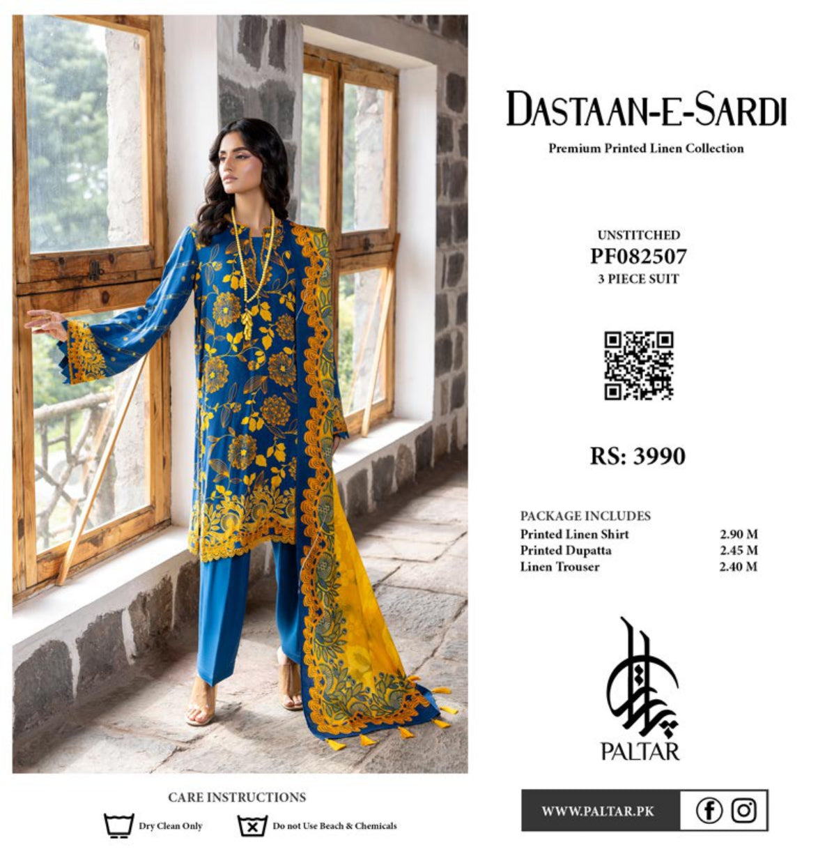 Dastaan-e-Sardi Premium Printed Linen 3-Piece Suit