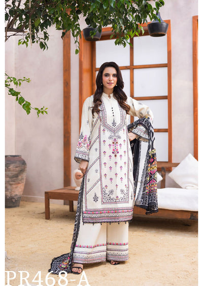 Elegant Cream Embroidered 3-Piece Set with Intricate Detailing