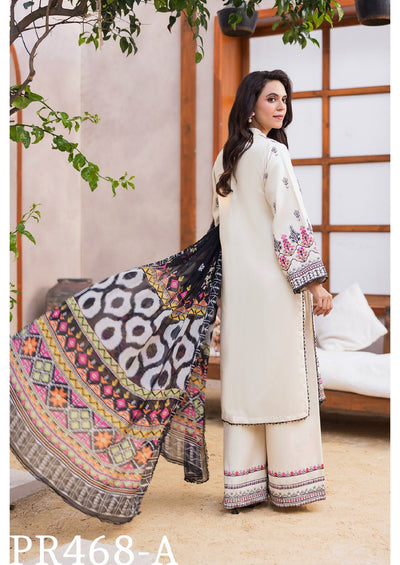 Elegant Cream Embroidered 3-Piece Set with Intricate Detailing