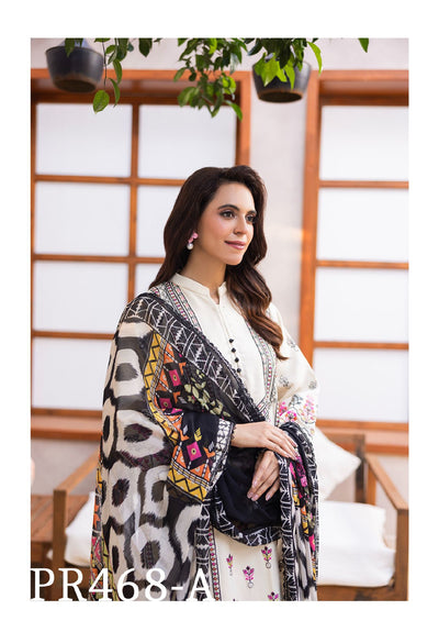 Elegant Cream Embroidered 3-Piece Set with Intricate Detailing