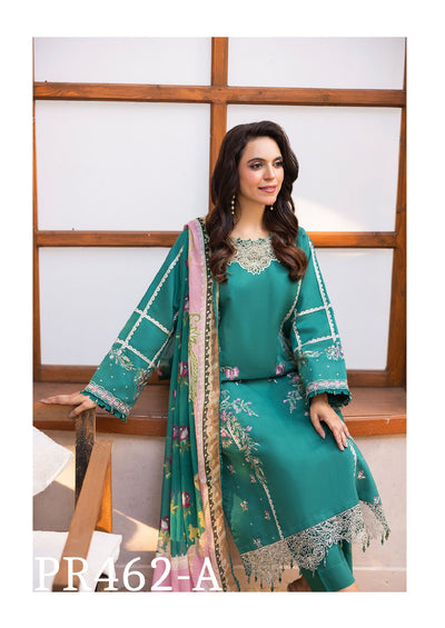 Charming Teal Embroidered 3-Piece Suit with Elegant Dupatta