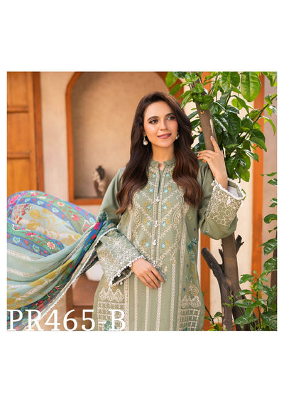 Graceful Olive Green Embroidered 3-Piece Suit with Floral Dupatta
