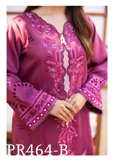 Vibrant Purple Viscose Embroidered 3-Piece Suit with Floral Dupatta – Bold and Beautiful