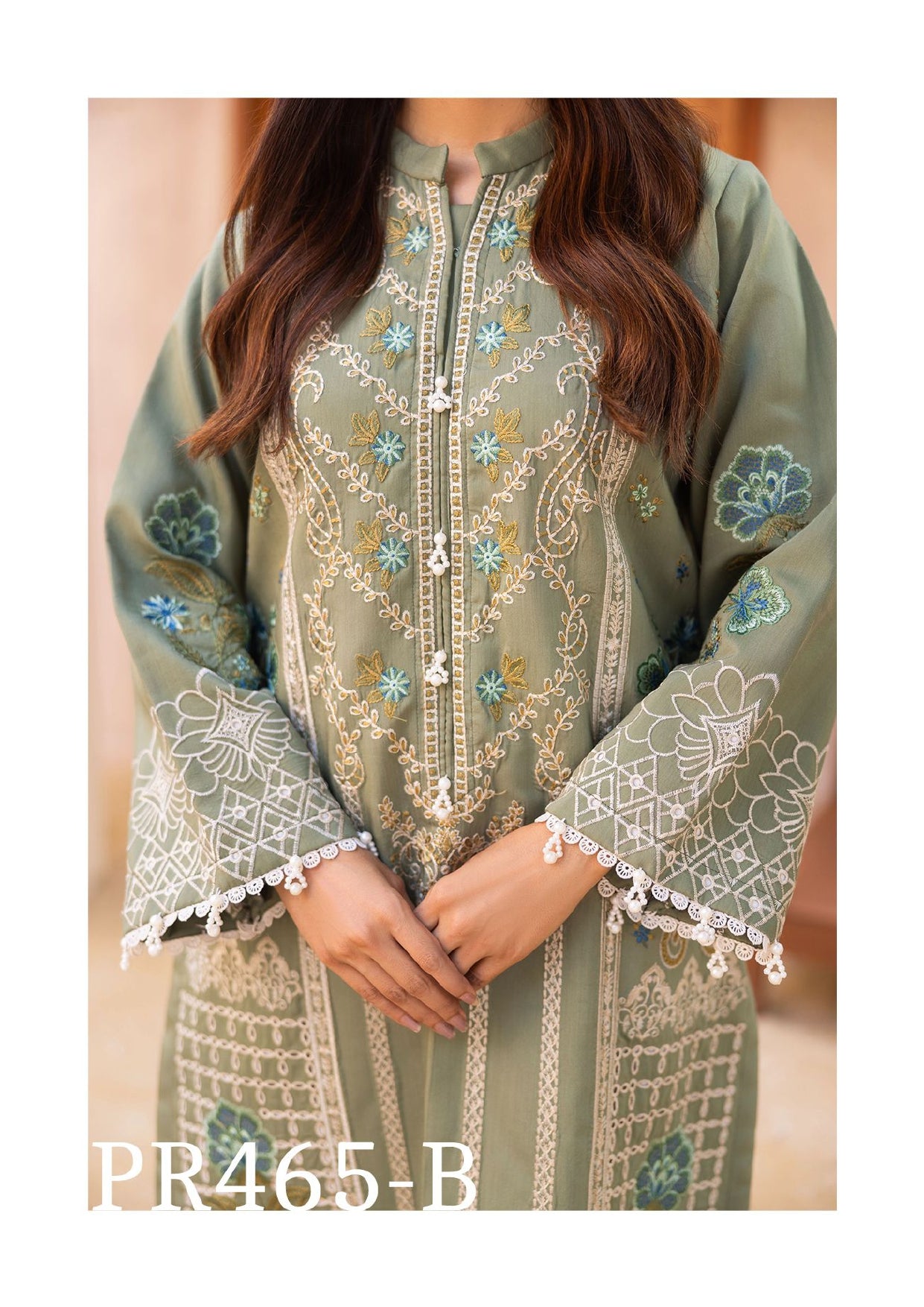 Graceful Olive Green Embroidered 3-Piece Suit with Floral Dupatta